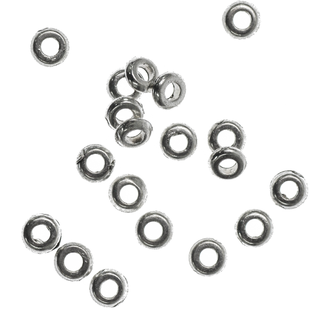 100pc 4.5mm Dotted Rondelle Spacer Beads, Antique Silver