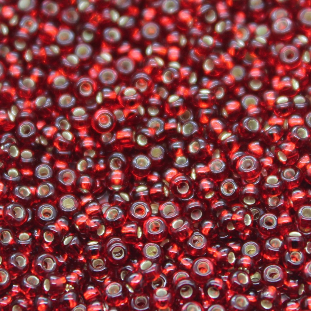 Czech Round Seed Beads, Glass - Opaque Medium Cherry Red, Ch