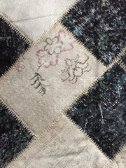 Vintage Patchwork Teppich schwarz weiss
