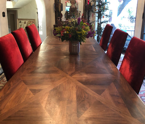 custom made solid walnut trestle table spanish style in los angeles