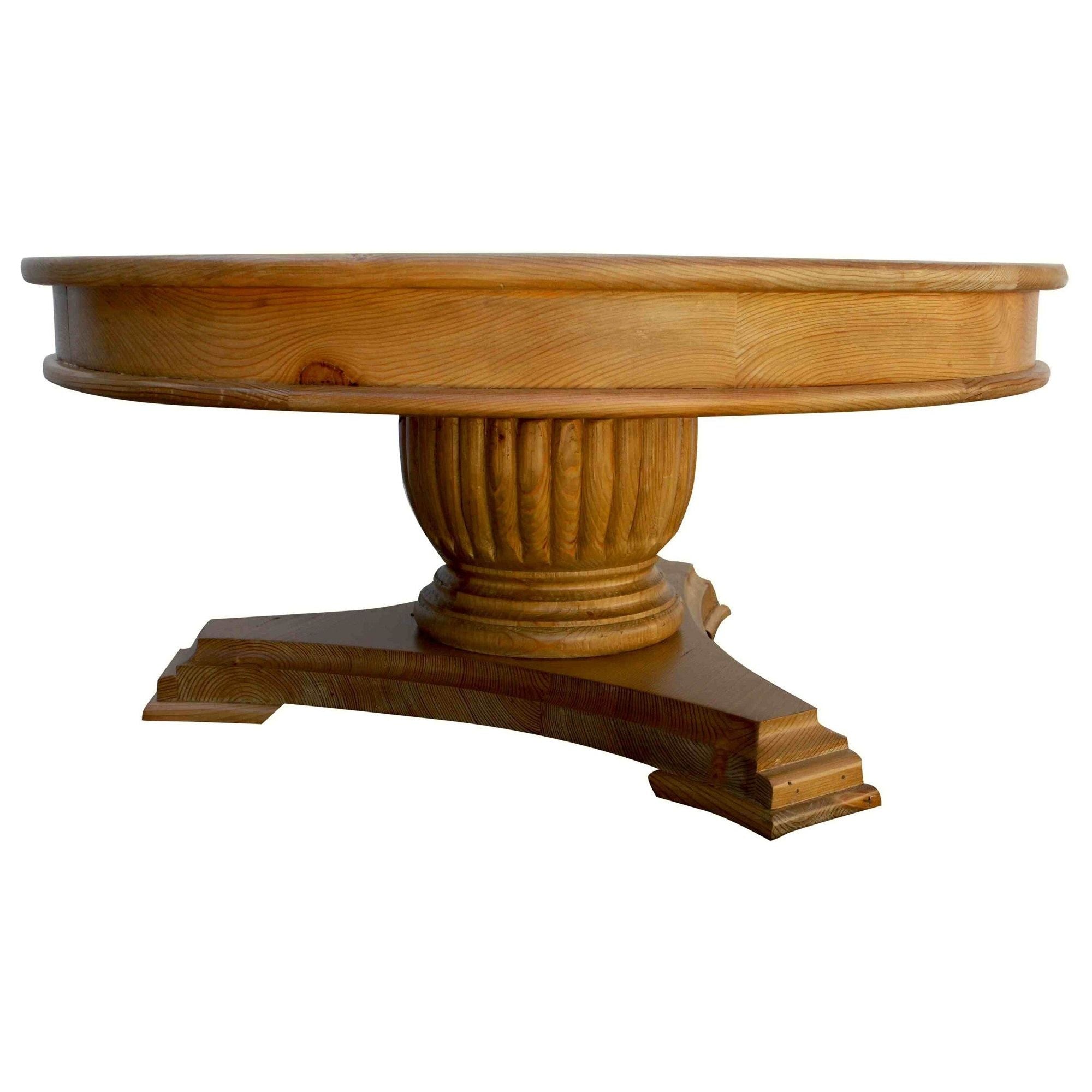 Fluted Pedestal Base Round Coffee Table - Mortise & Tenon