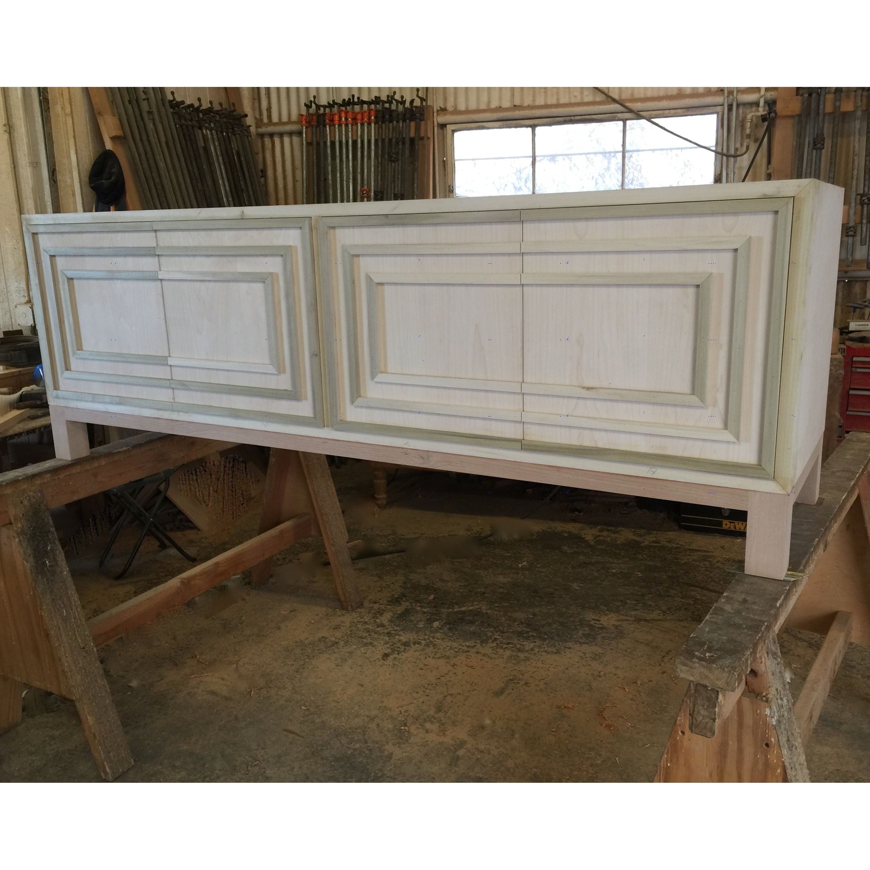 St Croix Modern White Lacquer Credenza Mortise Tenon