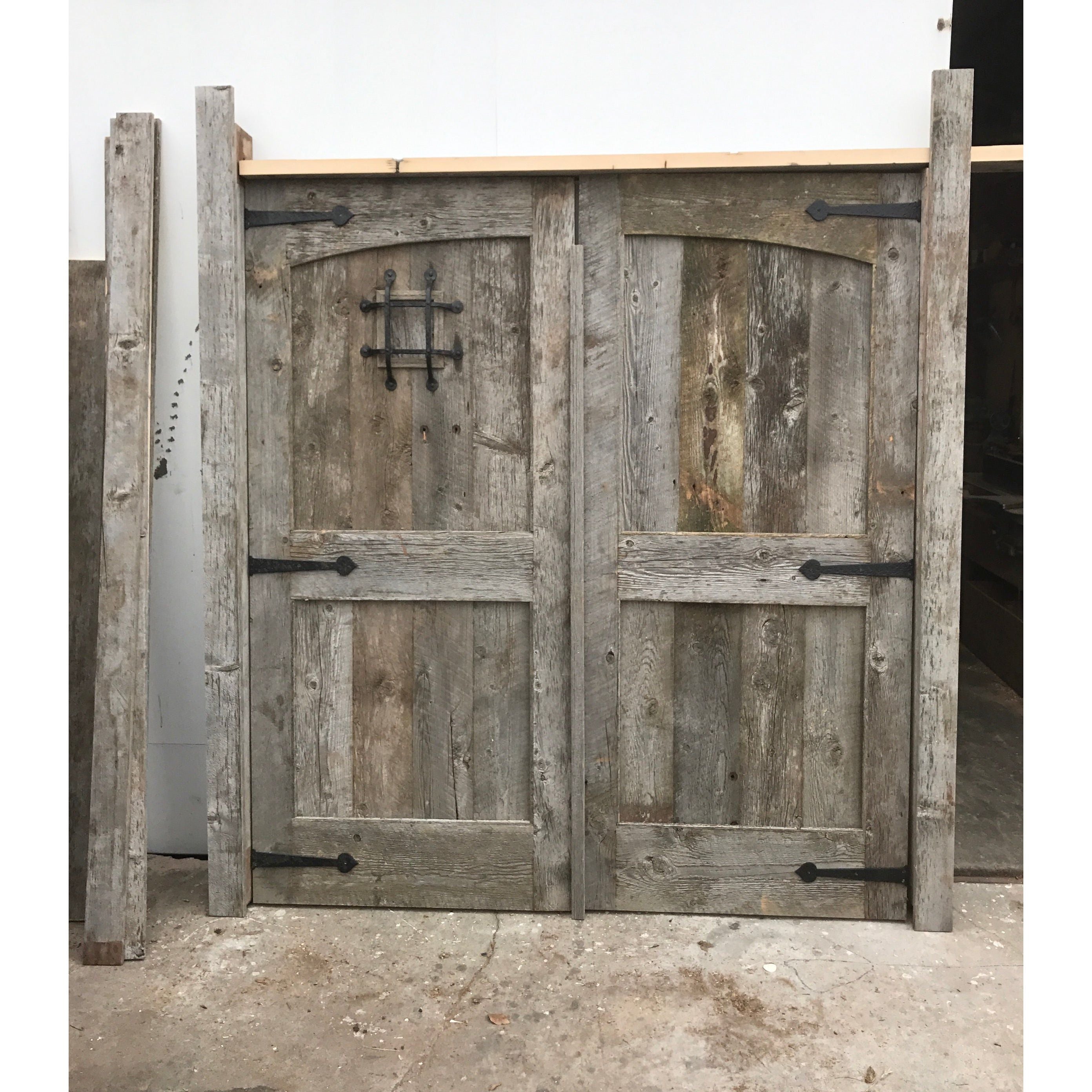Vintage Barn Wood Front Doors With Speakeasy Hardware – Mortise & Tenon