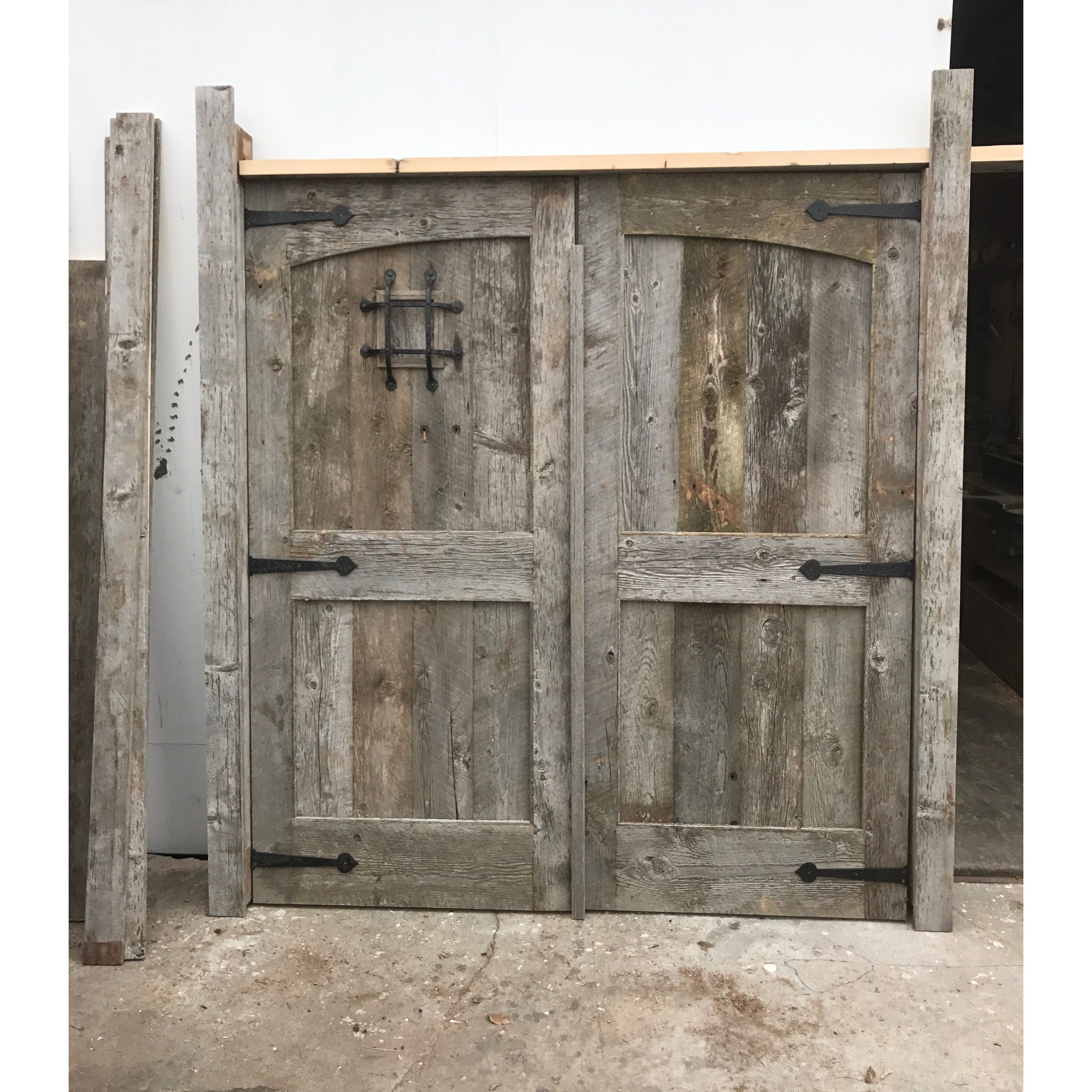 Vintage Barn Wood Front Doors With Speakeasy Hardware Mortise