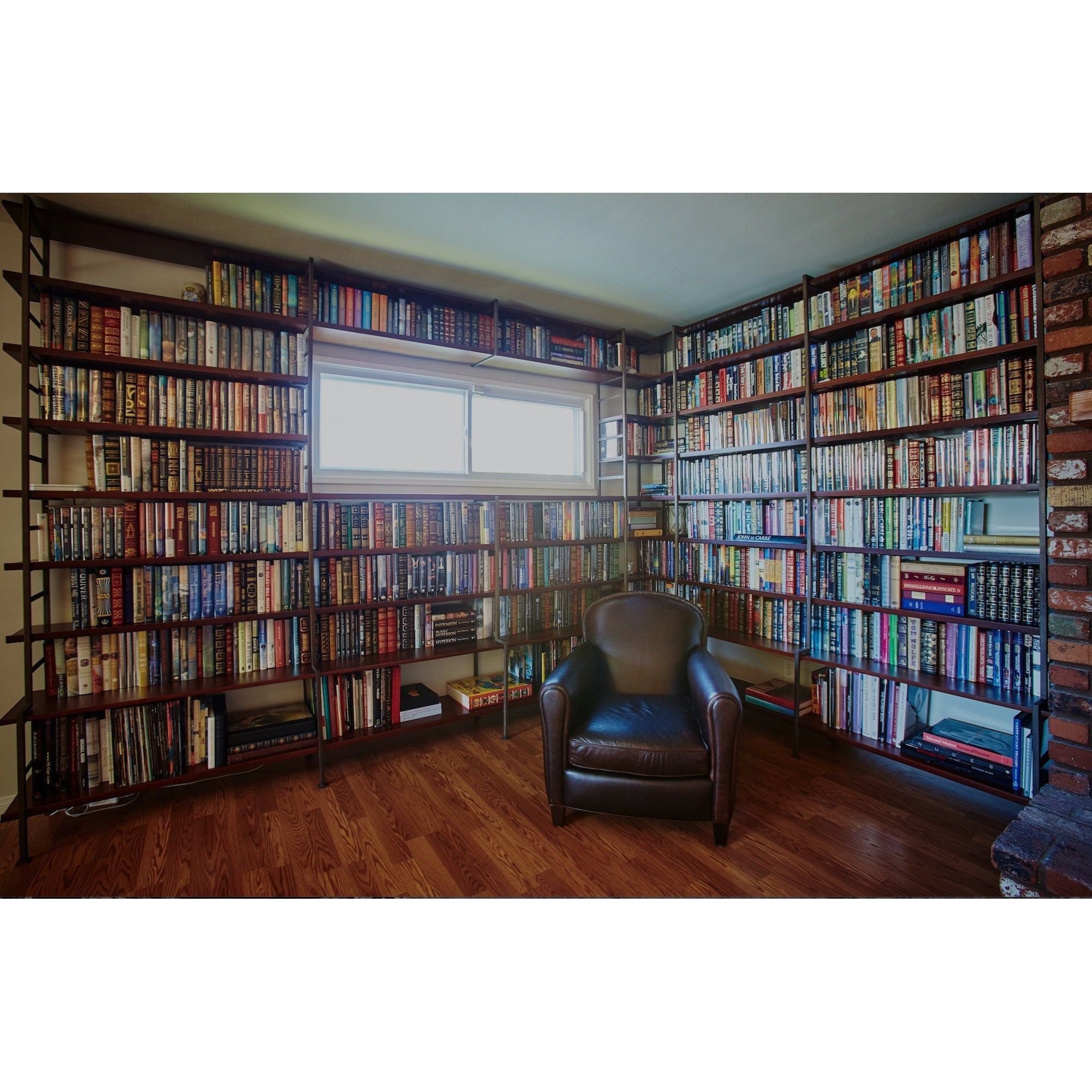 living room entire wall bookshelves