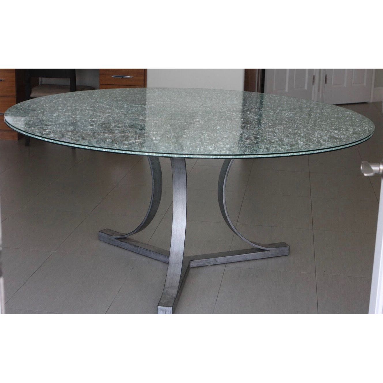 crackle glass kitchen table with crackled table top