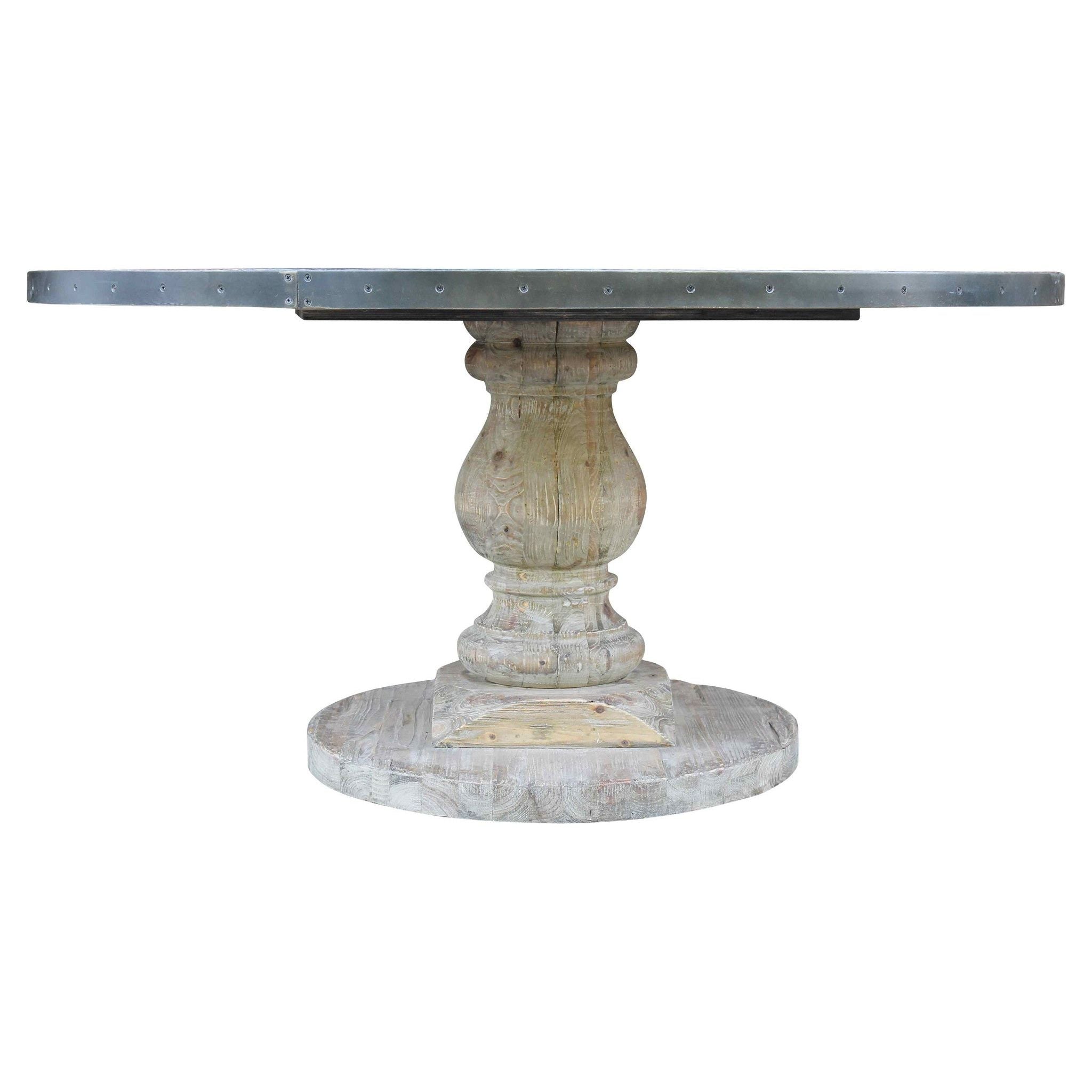 zinc table round â€“ Mortise Table & Zinc Tenon Top Roseanne Pedestal Dining With