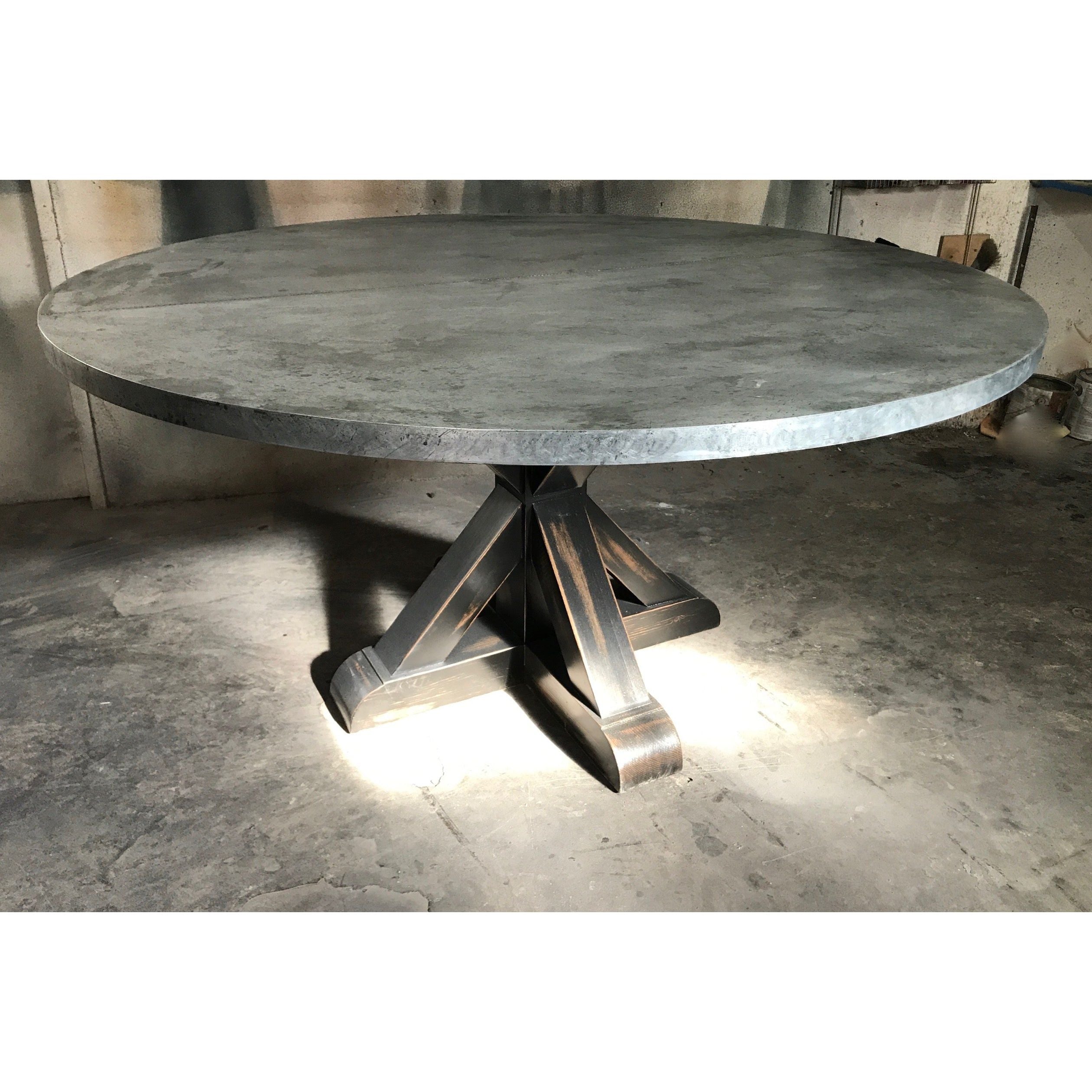 Hand Finished Zinc Dining Tables Mortise Tenon