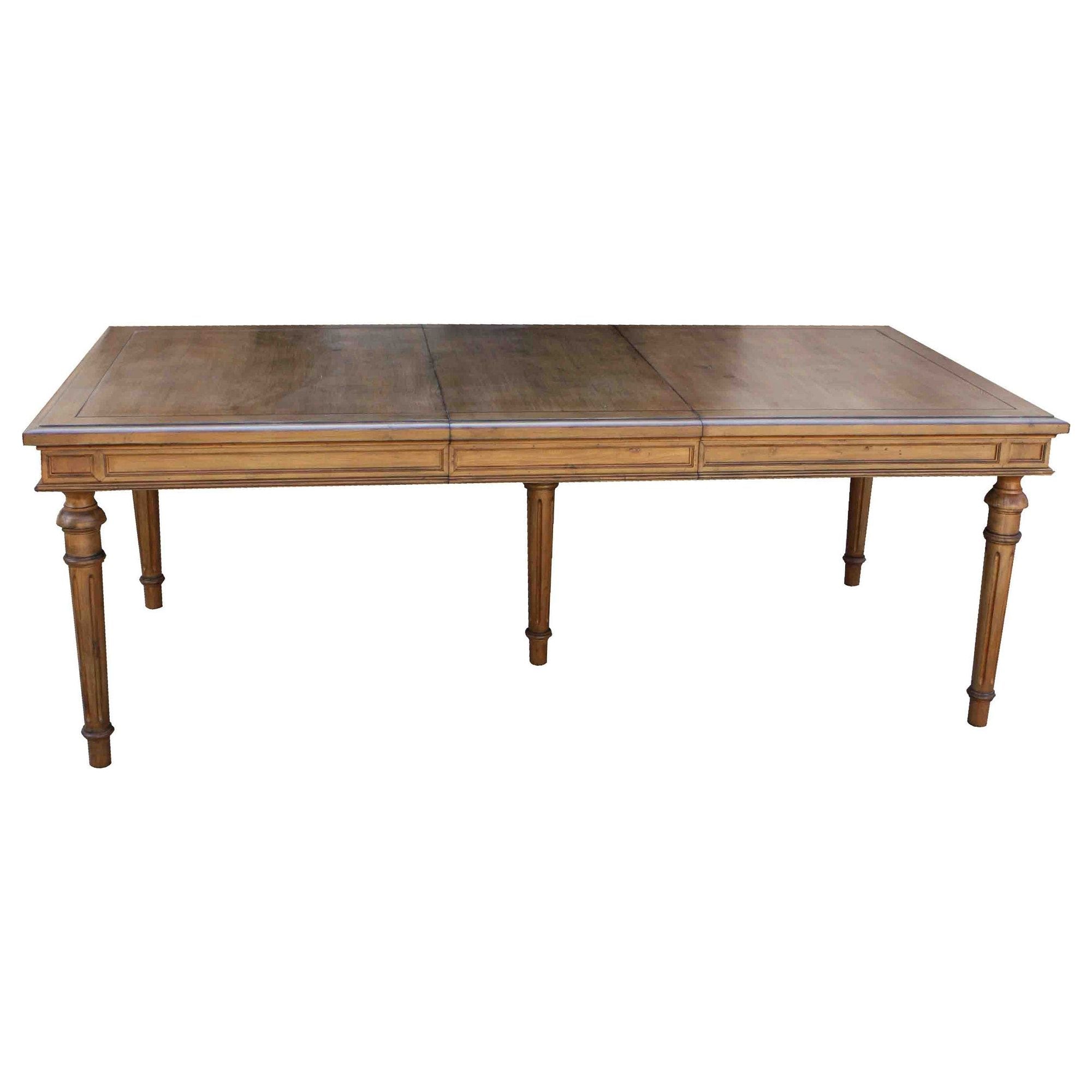 Classic Colonial Fluted Leg Dining Table With Center Extension Mortise Tenon