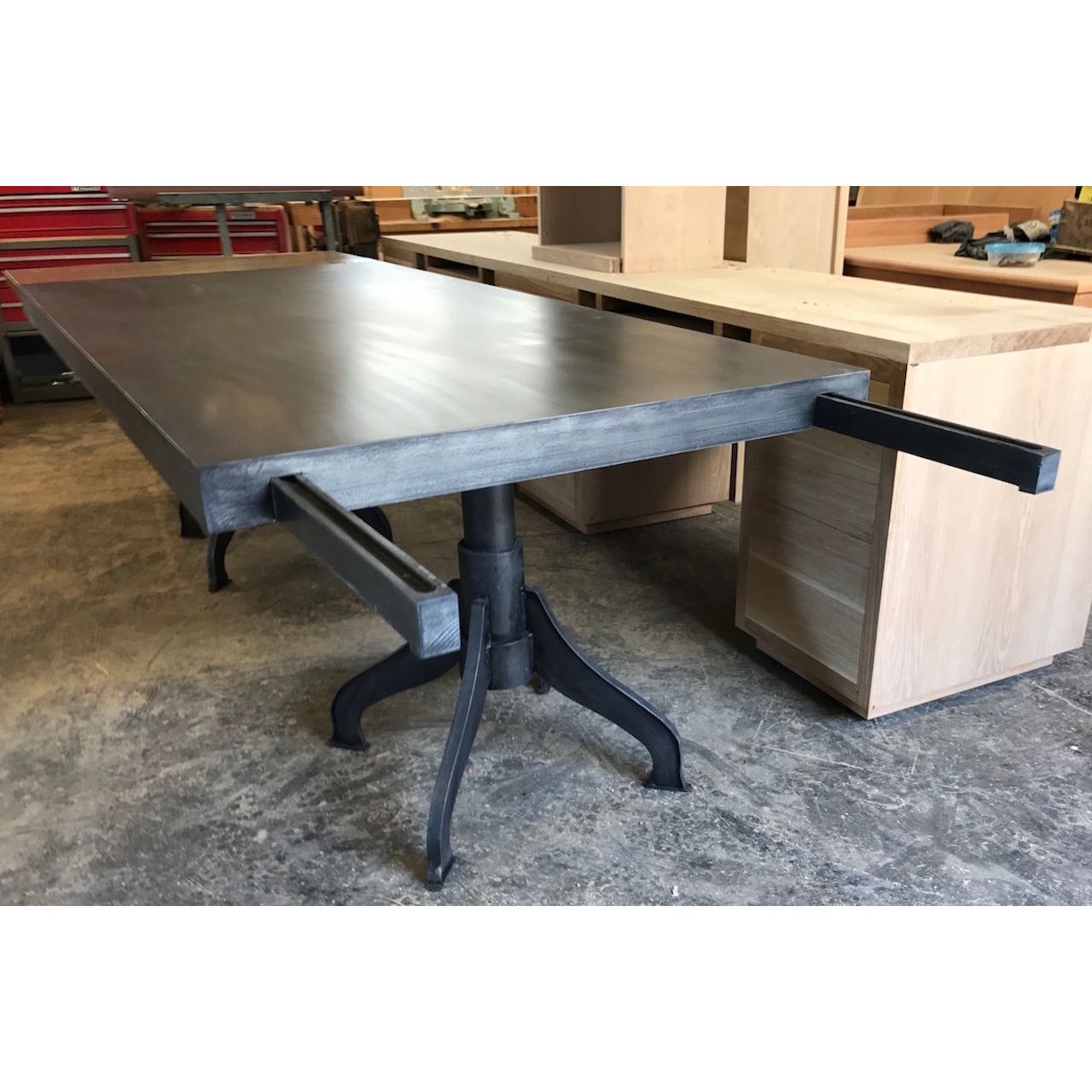 Industrial Metal Extension Dining Table - Mortise & Tenon