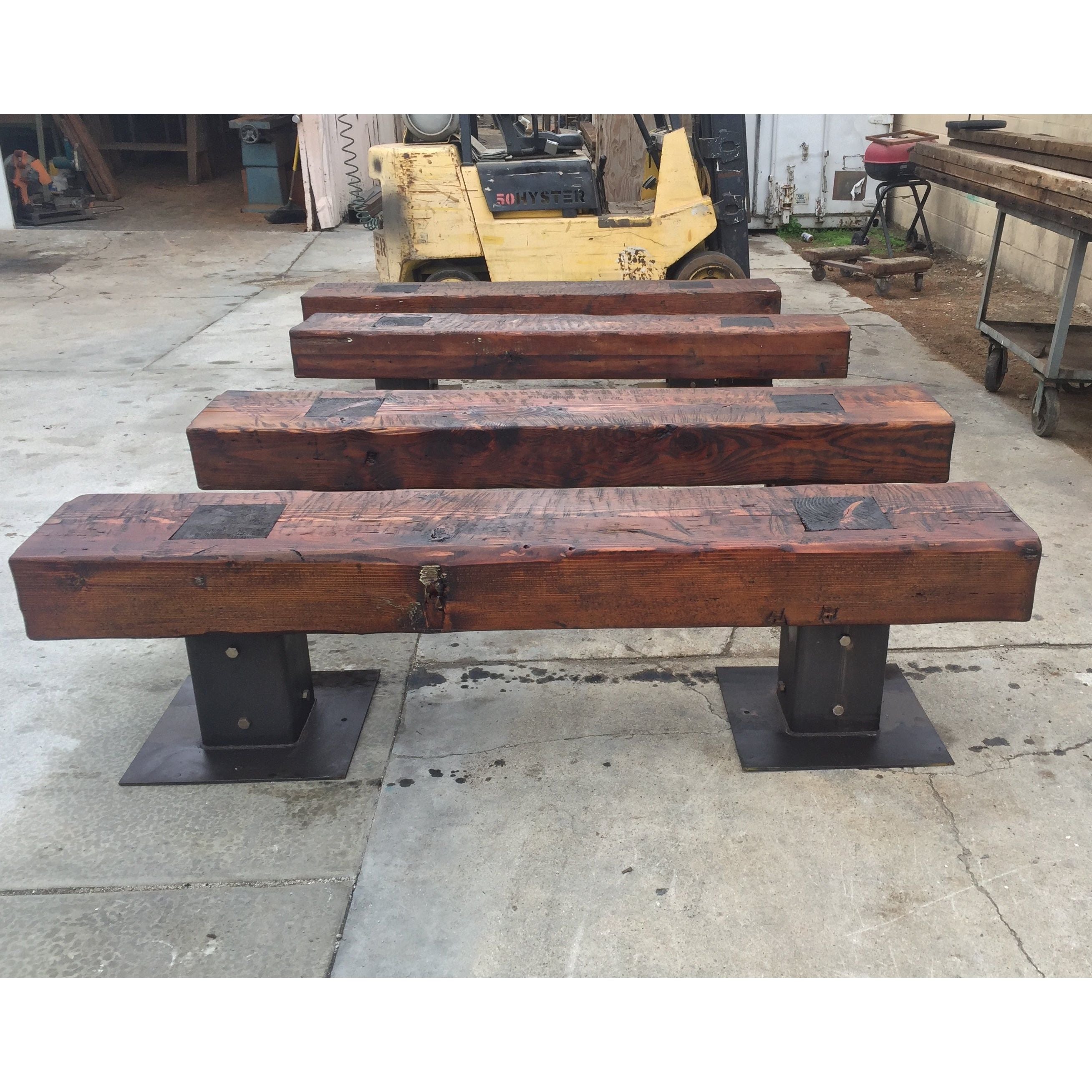 Rustic Reclaimed Wood Outdoor Bench Mortise & Tenon