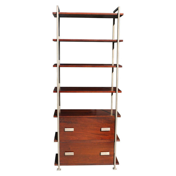 Hoyt Two Drawer Metal and Wood Bookcase – Mortise &amp; Tenon