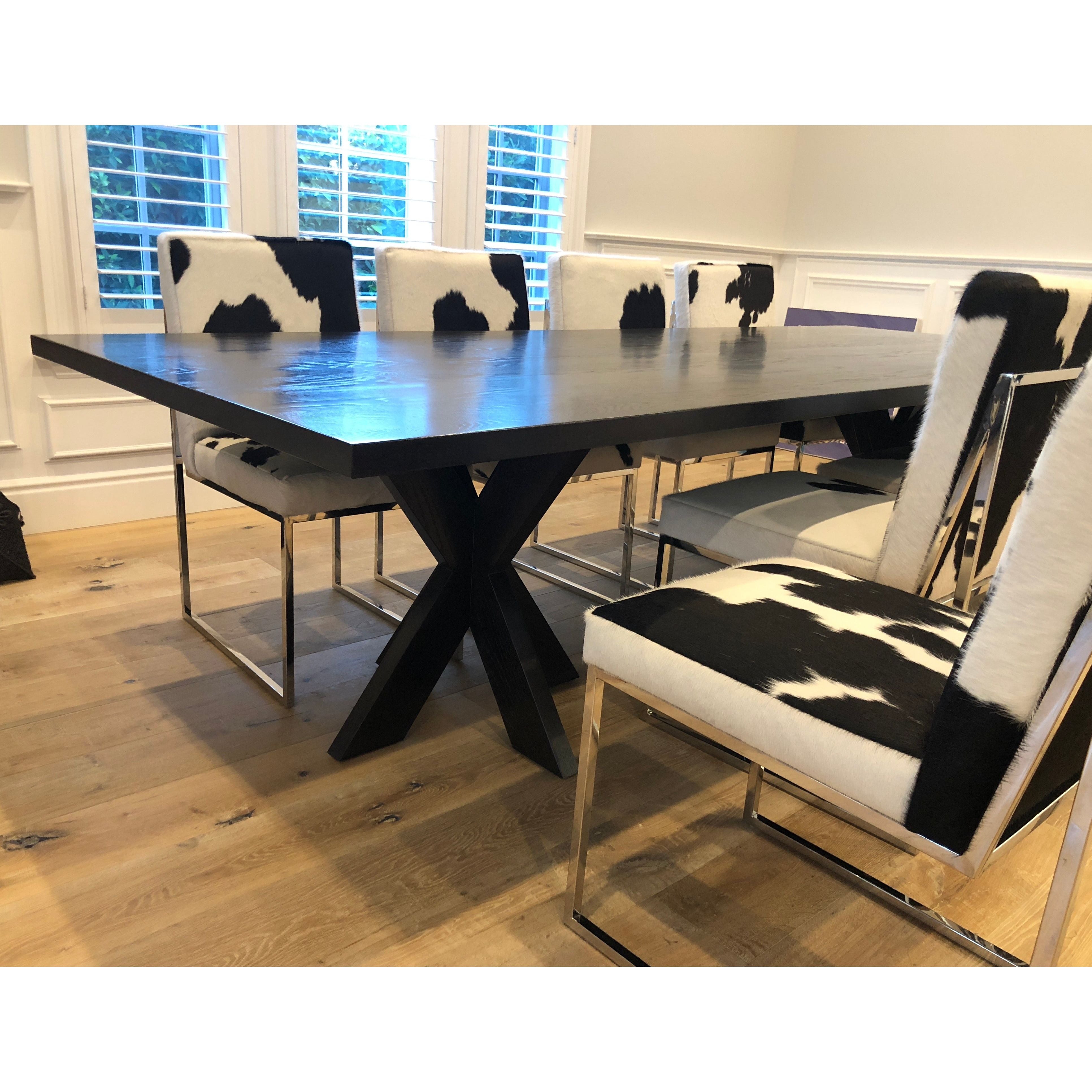 cowhide kitchen table and chair