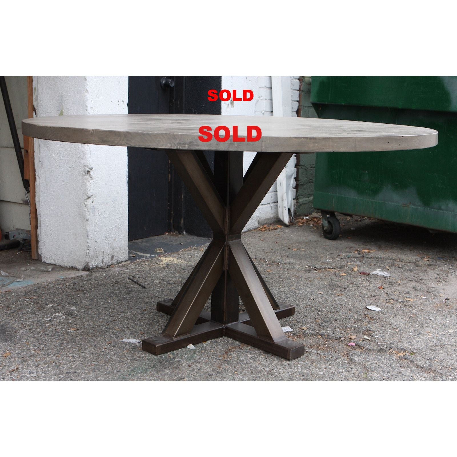 Metal X Base Round Dining Table – Mortise & Tenon