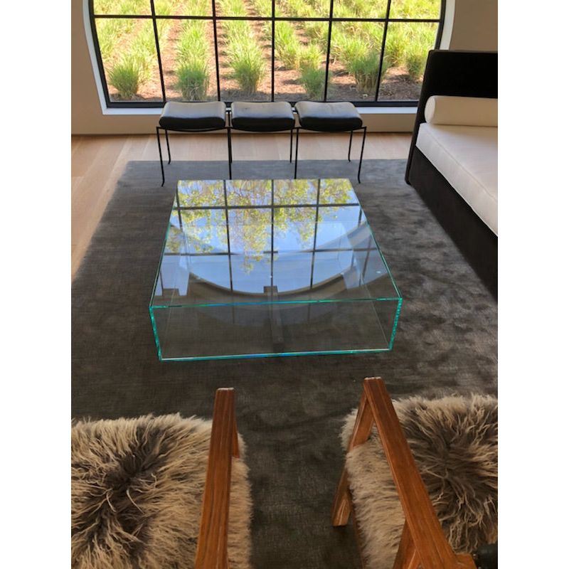 Custom Modern Glass Coffee Table Mortise Tenon