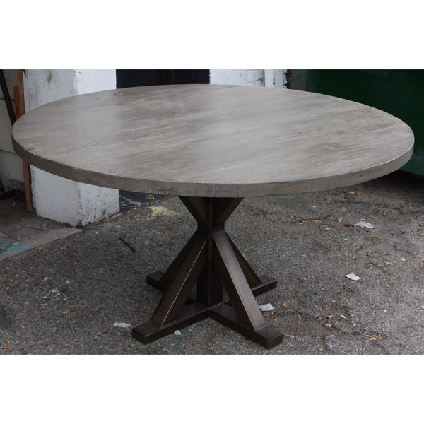 metal x base round dining table – mortise & tenon