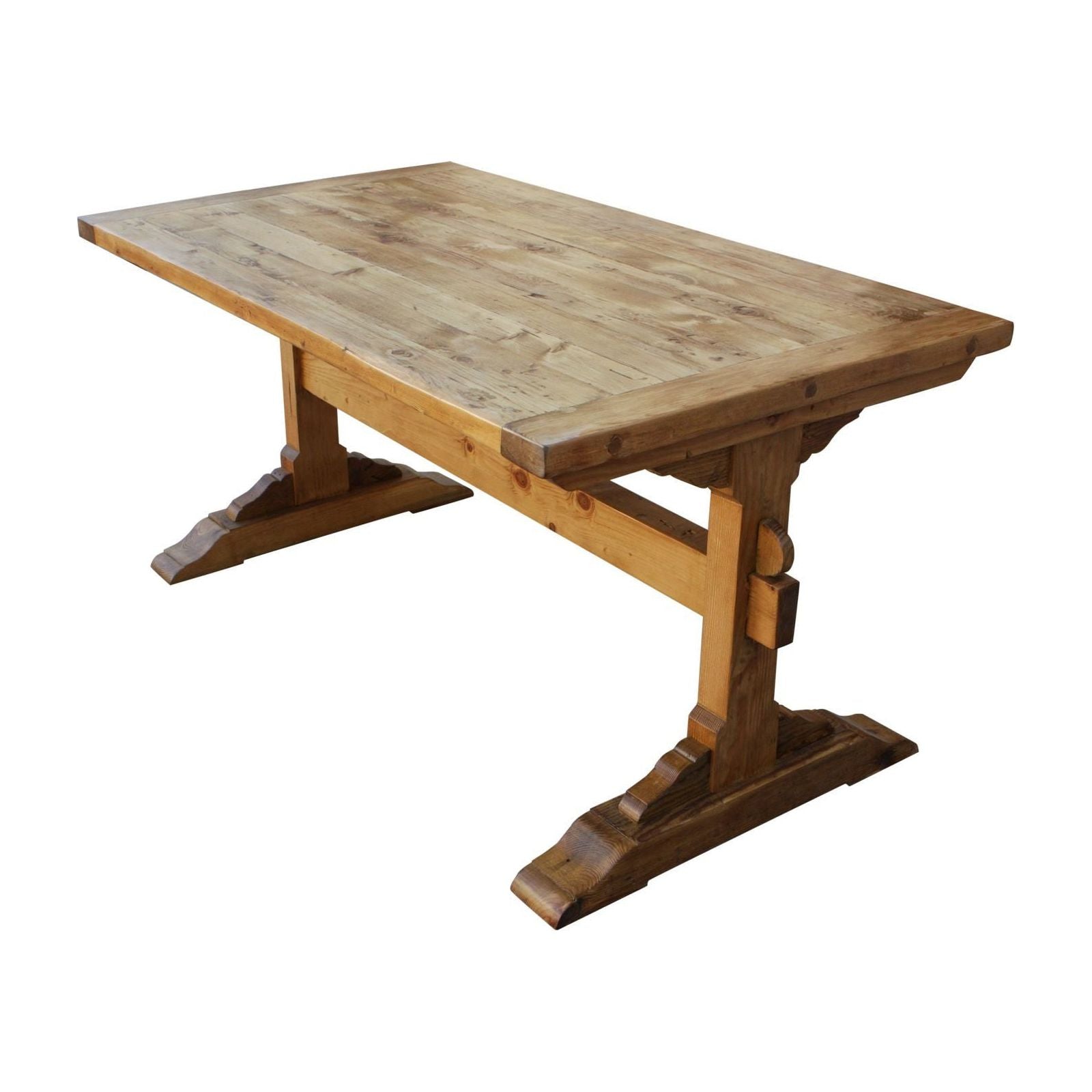 Santa Barbara Dining Trestle Table Built In Reclaimed Lumber Chunky Rustic Contemporary Dining Kitchen Tables