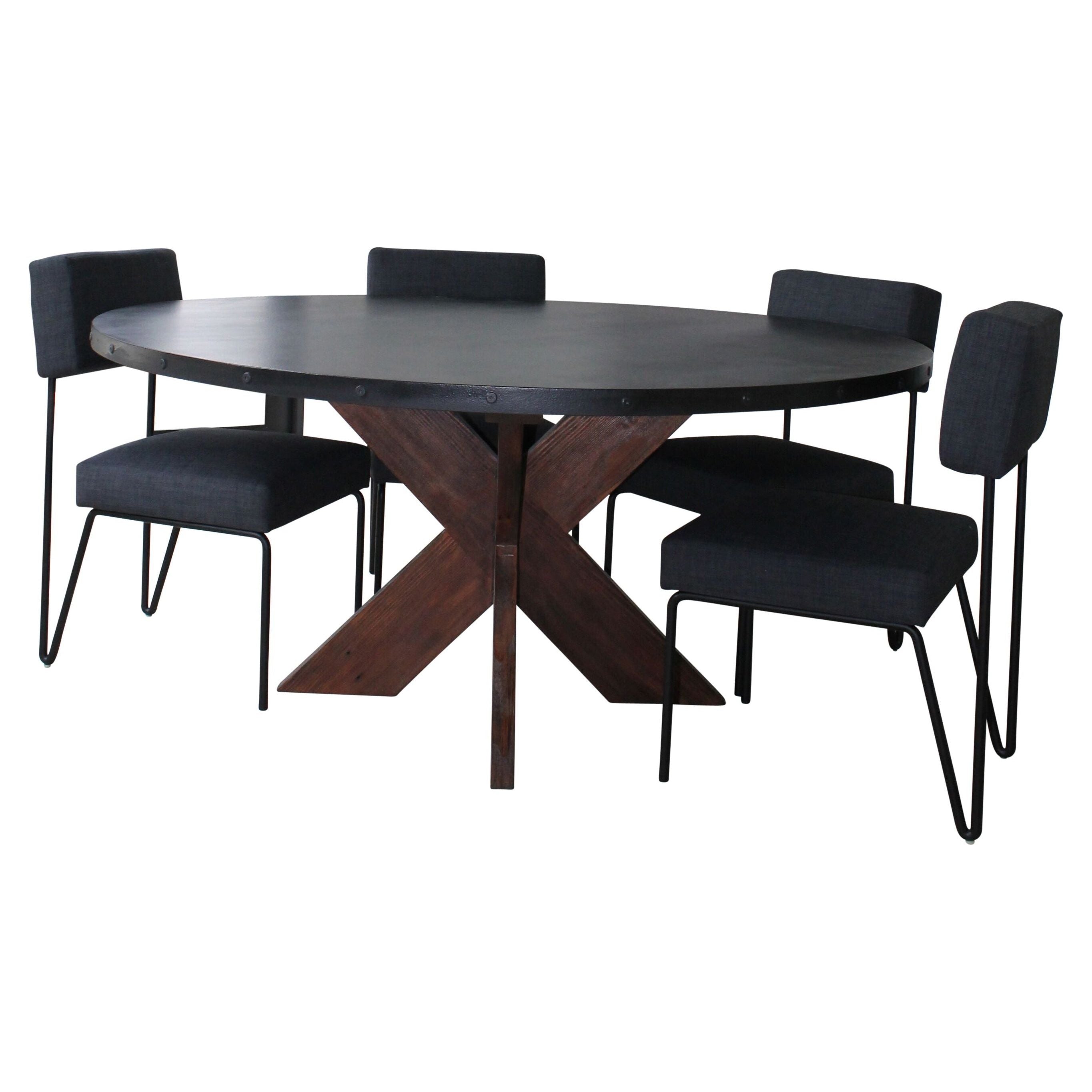 contemporary modern round kitchen table with black metal base