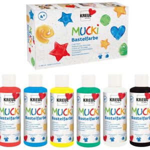Mucki 6er Set flüssige Bastelfarbe für Kinder ab 4 Jahren