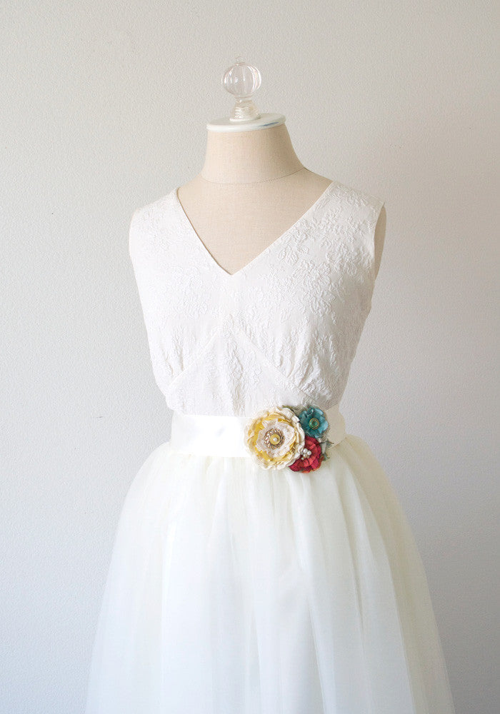 Colorful Floral Sash | Handmade Wedding Accessory | Rosy Posy Designs