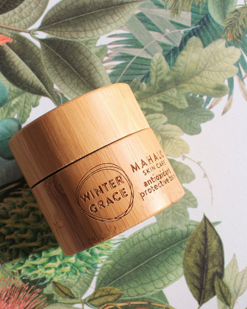 mahalo the winter grace face balm in bamboo packaging