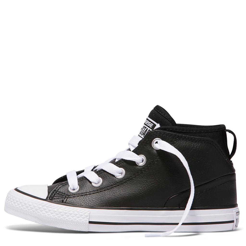 converse black leather youth