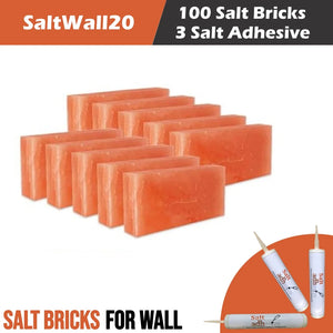 Salt Wall-20 sq. ft. (100 Himalayan Salt Bricks and 3 Salt Adhesives) - Salt Bricks