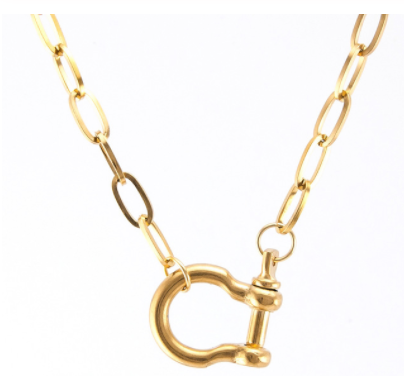 Chain Link Shackle Clasp Necklace