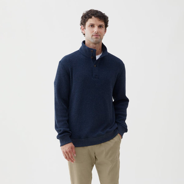 Ivan Waffle Thermal Hoodie - Navy Heather - Surfside Supply Co