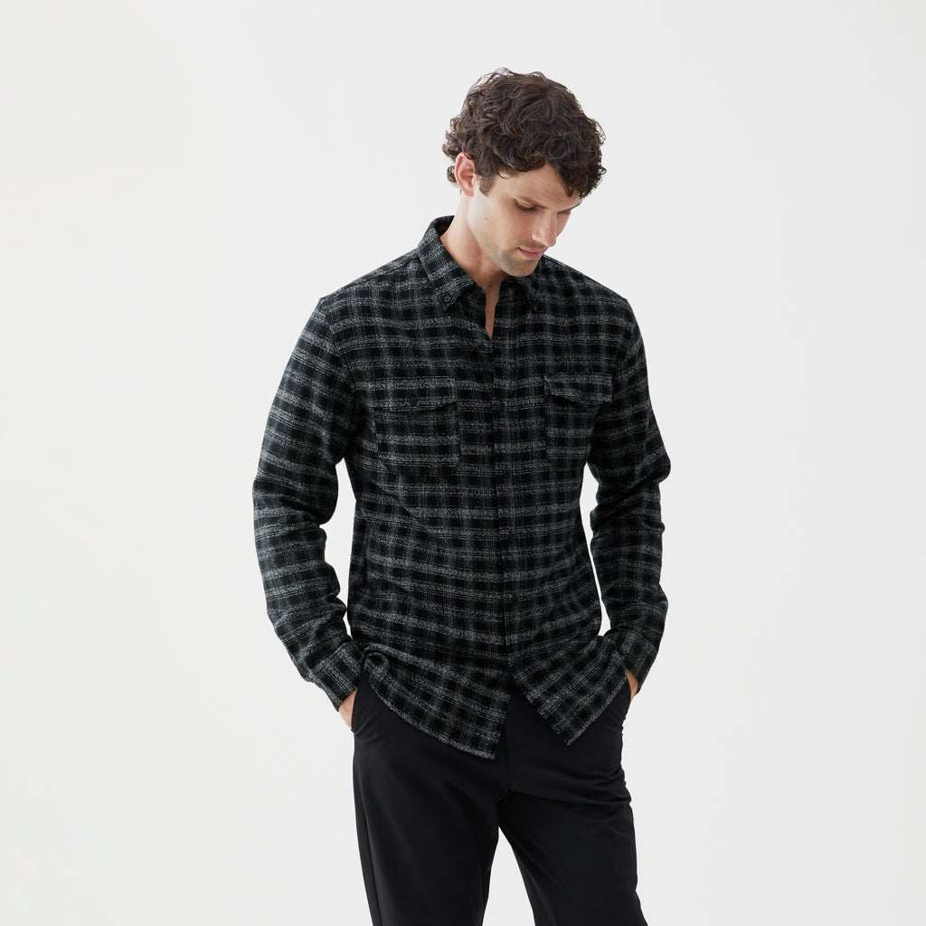 Mater Plaid Flannel Shirt - Jet Black