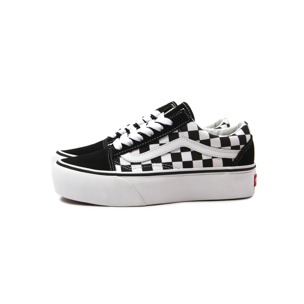 black checkered platform vans