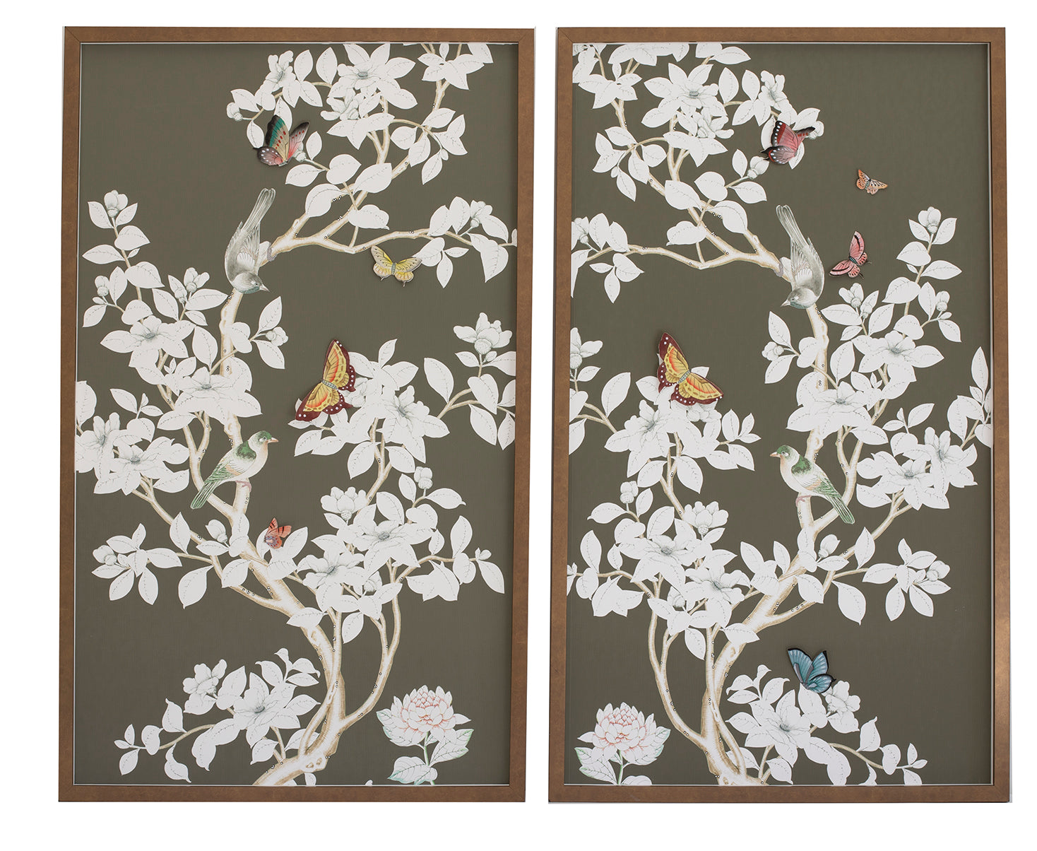 Chinoiserie diptych: cocoa