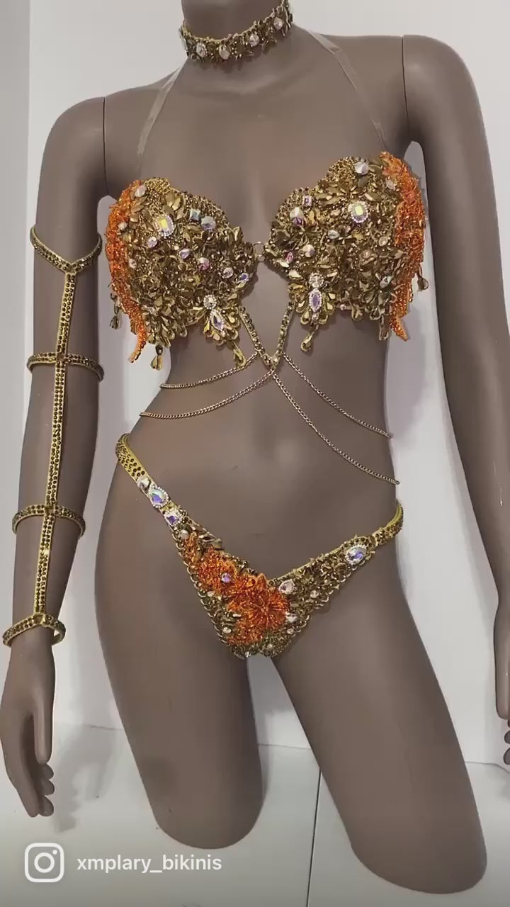 Xena Queen: Gold Strappy Demi Thong Bikini – CallieLives
