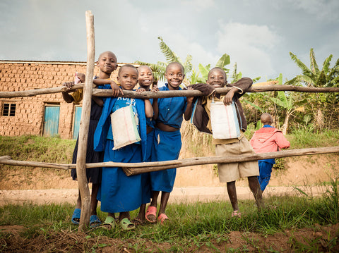 Rwanda children walking home from school