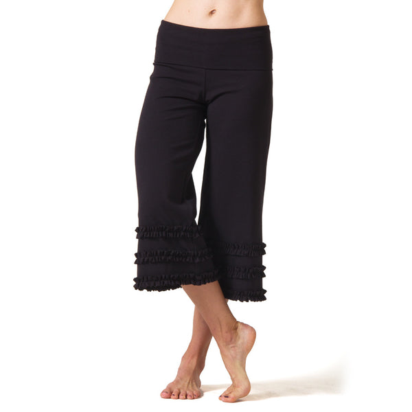 Wisdom Ruffled Yoga Capris - Black – Beckons Inspired Clothing