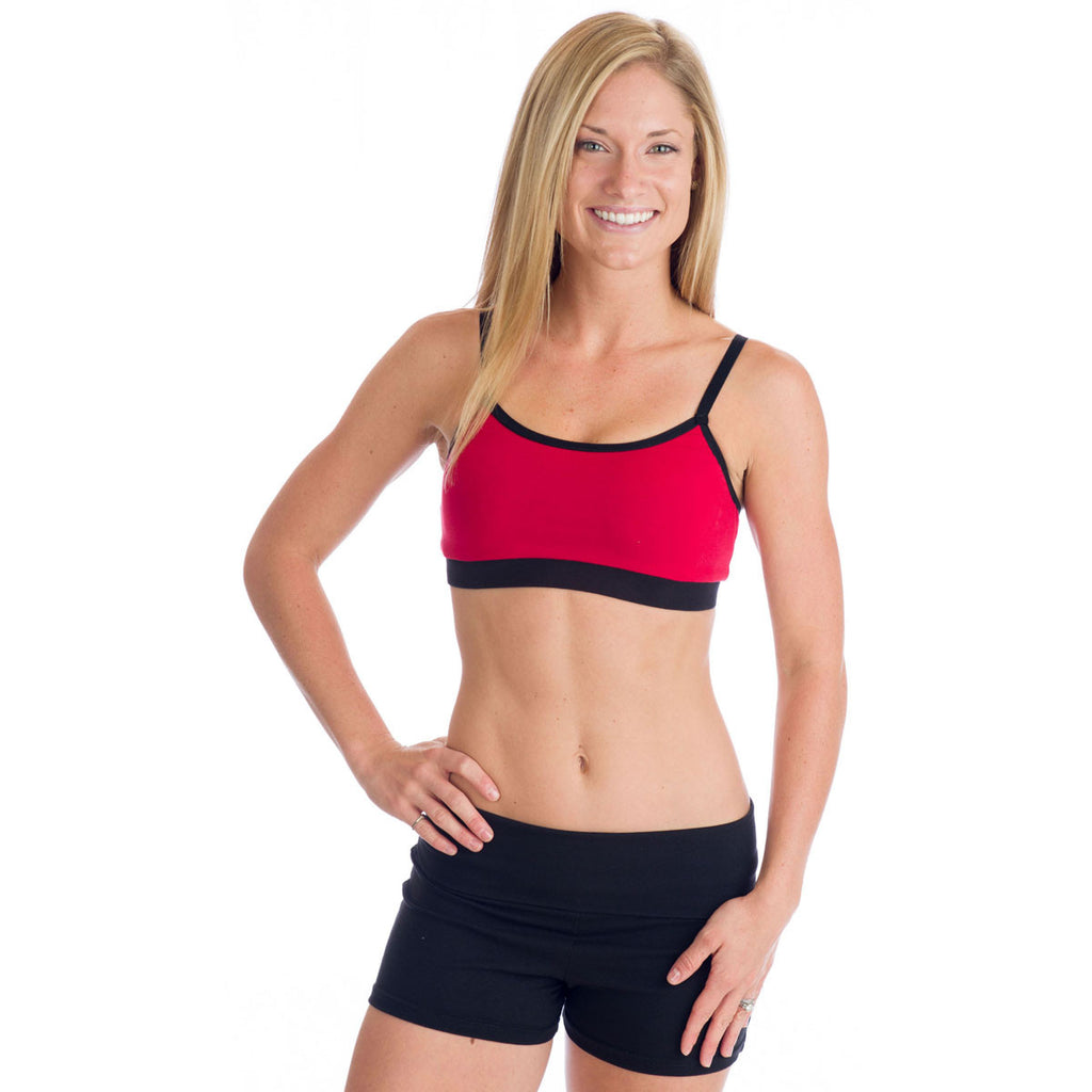 red and black sports bra