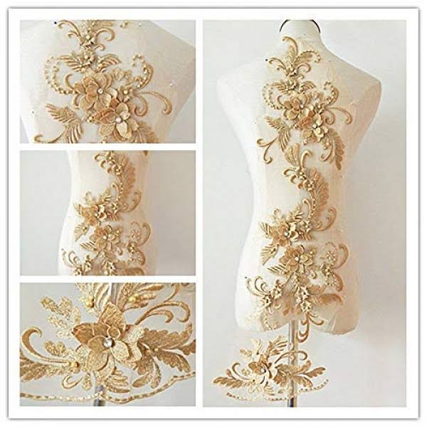 3D Applique sew on Patches 3D Flowers Sequin lace