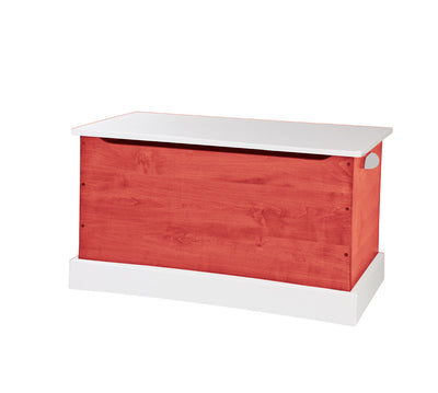 red wooden toy box