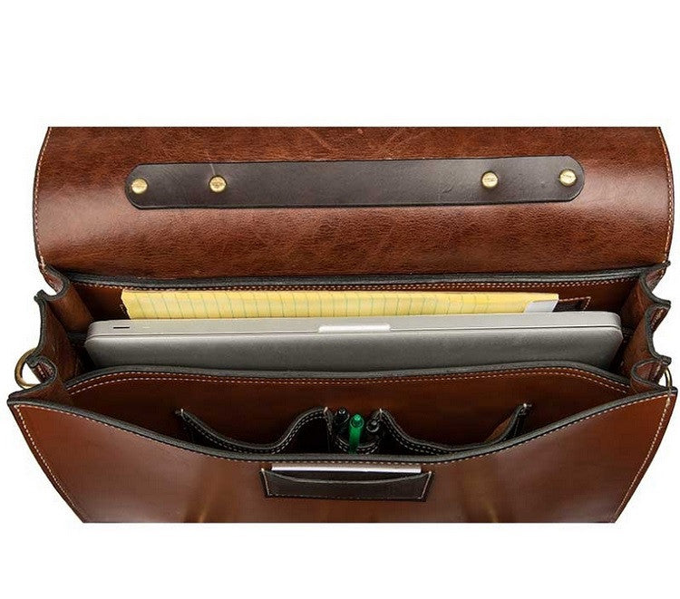 EXECUTIVE LEATHER BRIEFCASE & MESSENGER BAG in ONE ~ Amish Handmade in ...