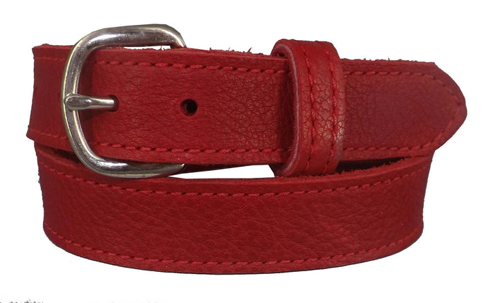 LADIES RED BULLHIDE LEATHER STITCHED BELT - Choice of Stitching - Hand ...