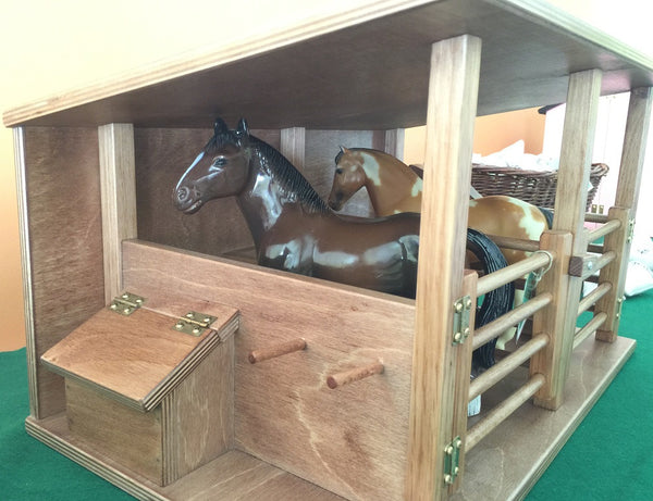 HORSE STABLE WOOD TOY Amish Handmade Wooden Equestrian ...