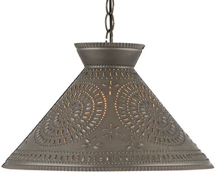 Punched Tin Pendant Light Large Chisel Pattern Ceiling Light In