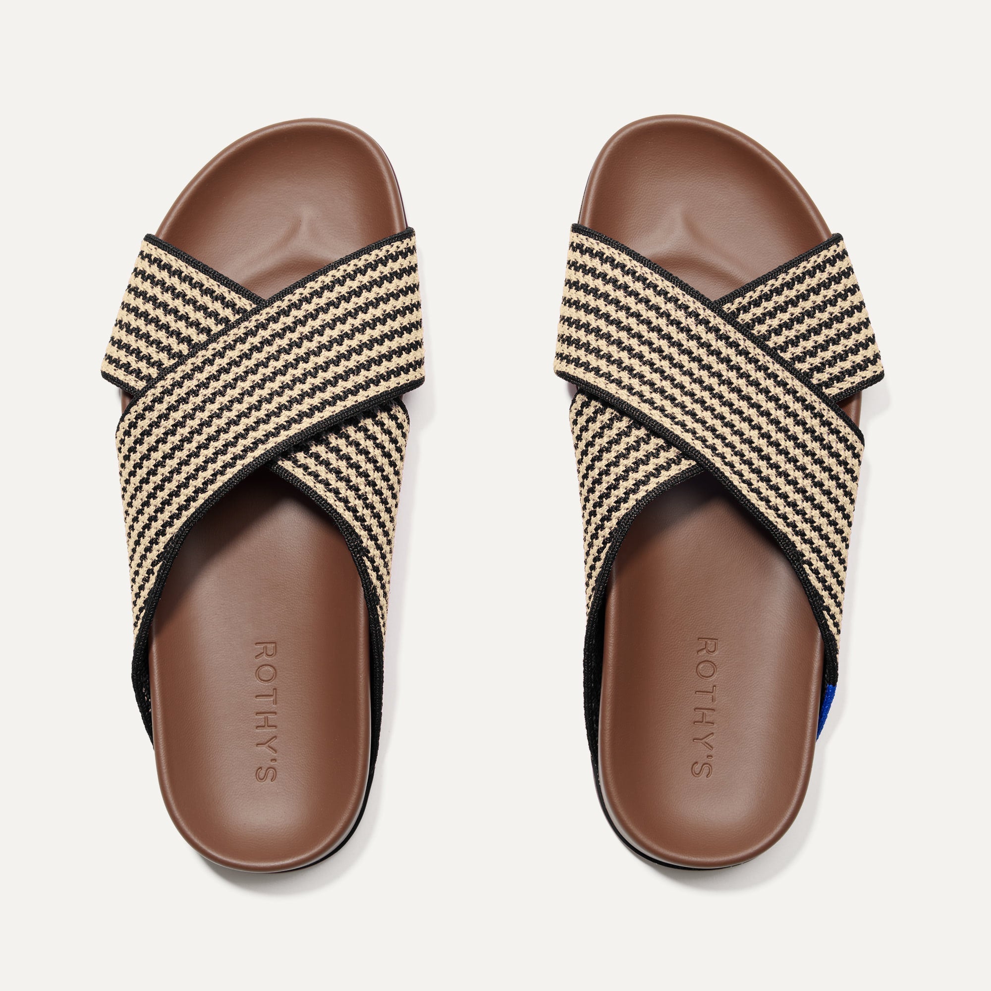Rothys The Weekend Slide In Brown In Toffee Stripe