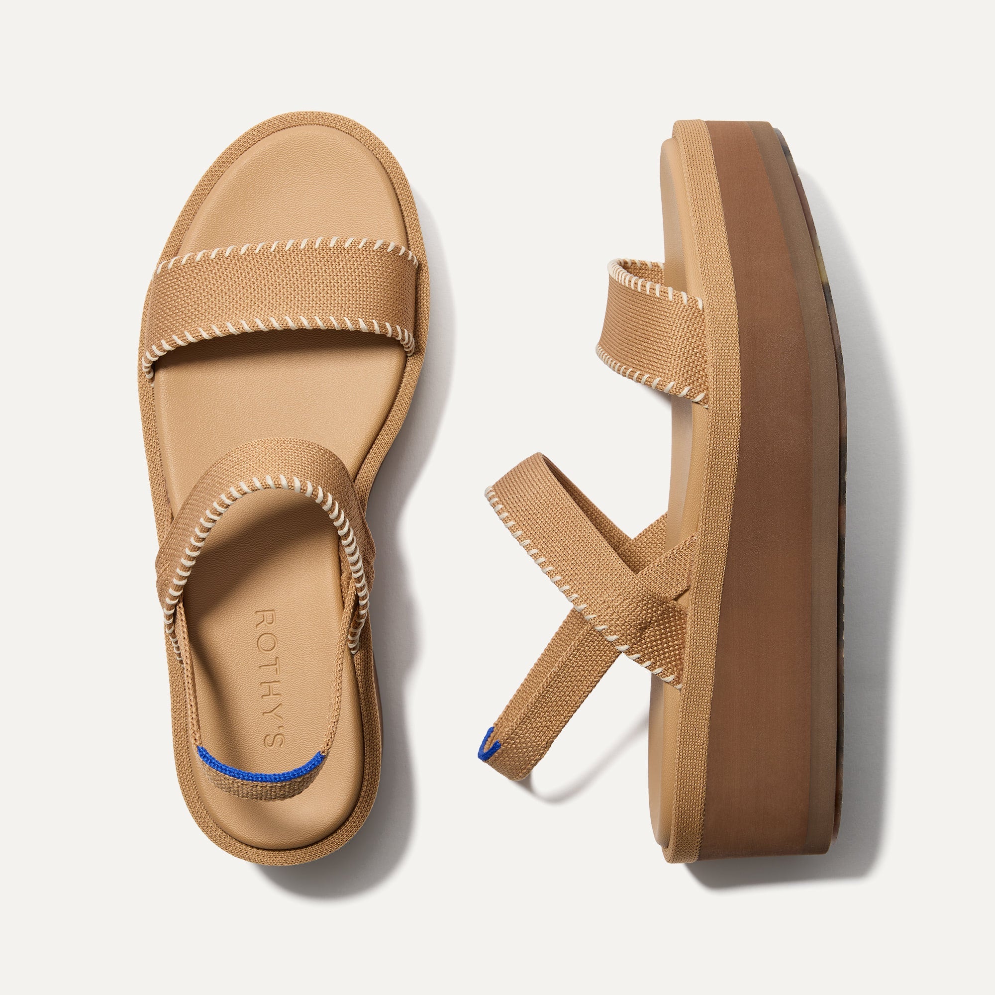 Rothys The Lightweight Wedge Sandal In Brown/neutral In Wren Whipstitch
