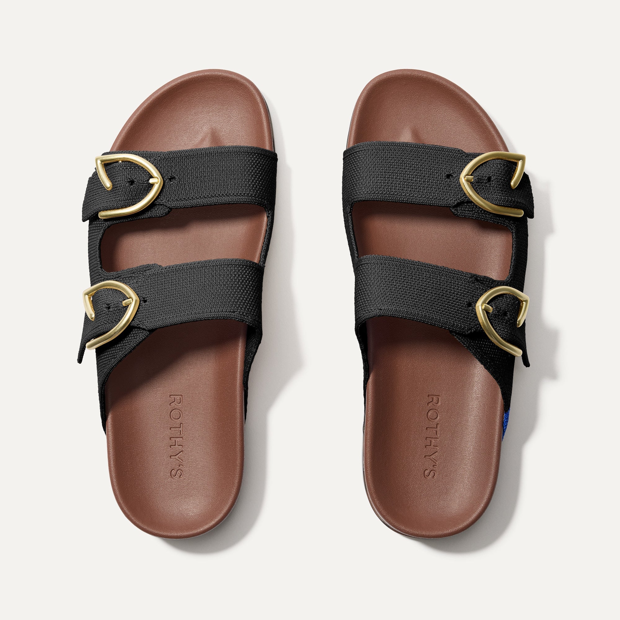 Rothys The Buckle Slide In Black/neutral In Black