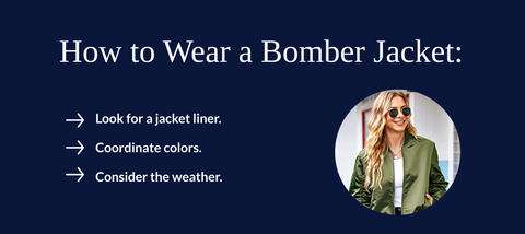 woman wearing bomber jacket depicting how to wear a bomber jacket