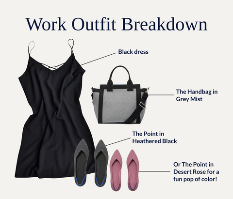 Work outfit breakdown with flats and dresses