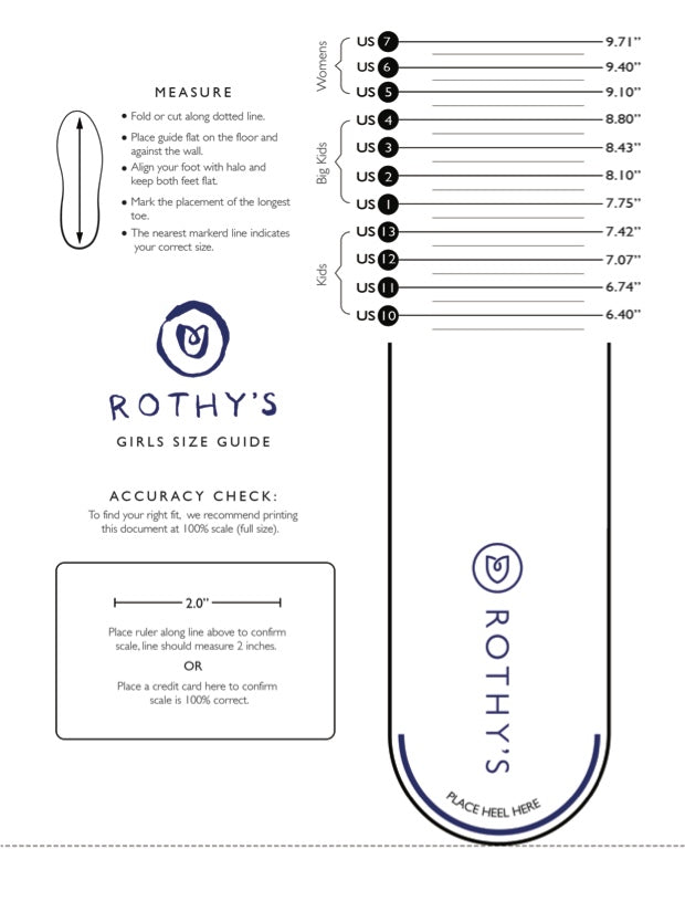 Rothys Size Chart