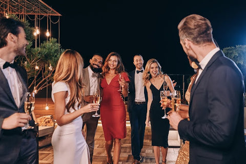 Group of friends at a holiday cocktail party