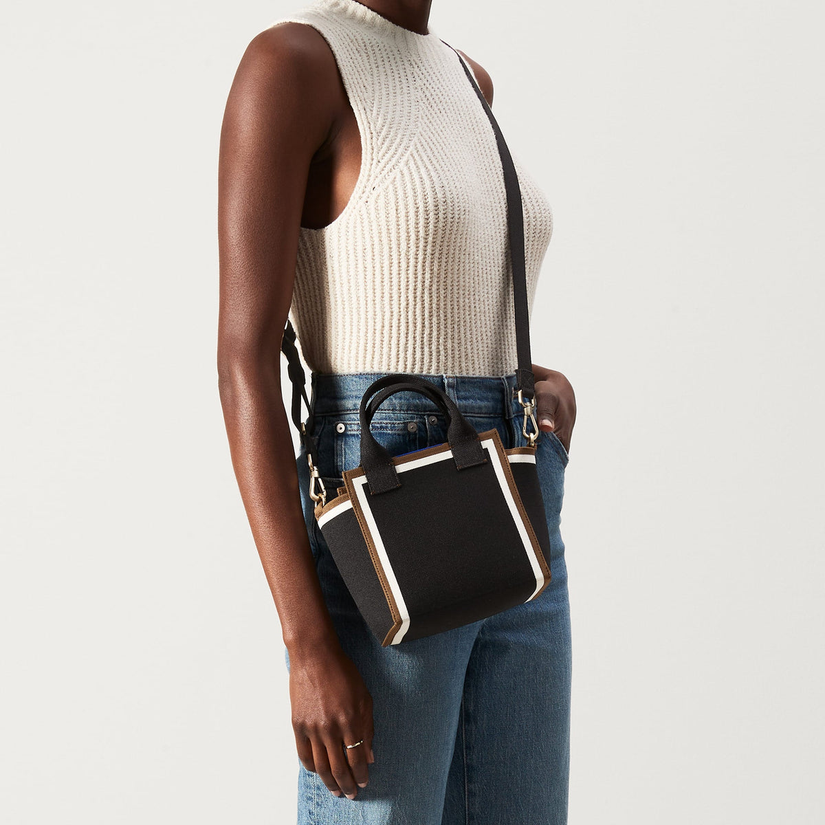 The Mini Handbag in Black Portobello | Bags & Accessories | Rothy's